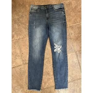 STS Blue 31 Ellie High Rise Ankle Skinny Stretch Denim Jeans Distressed Raw Hem